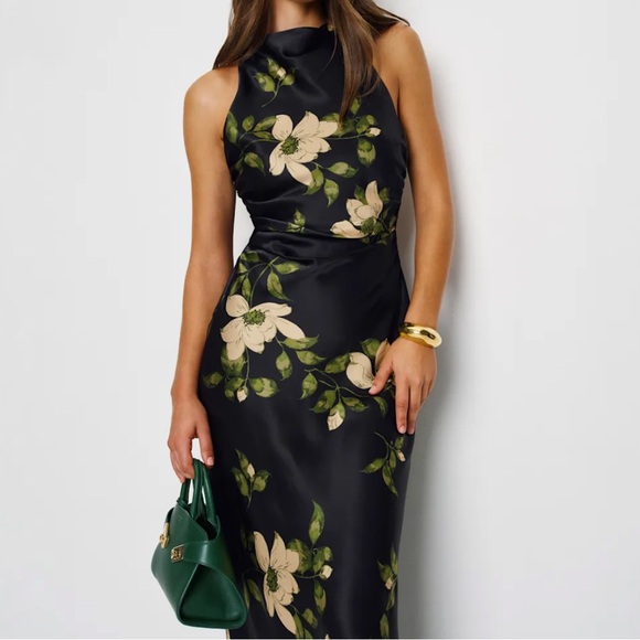 NEW NWT Reformation Anaiis Silk Maxi Dress Gown Mood for Love - Picture 3 of 9